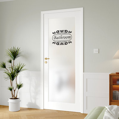Bathroom Door Solid Manufactured Wood Frosted Glass Slab Door White Standard Door Without Hardware Kit