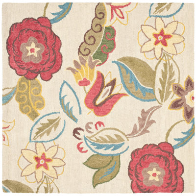 Emrick Hand Hooked Wool Floral Rug