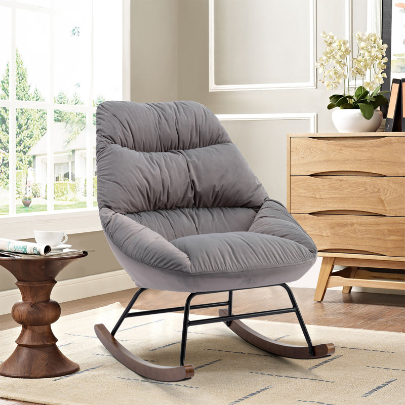 Chaise berçante Ireri, Velours gris