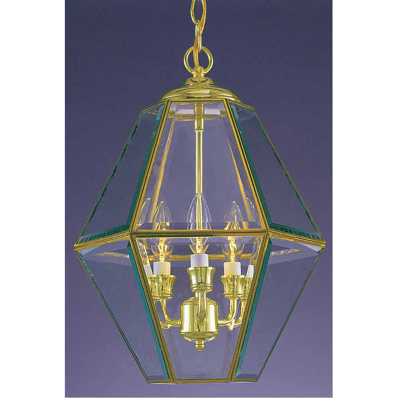 3 - Light Lantern Pendant, Polished Brass