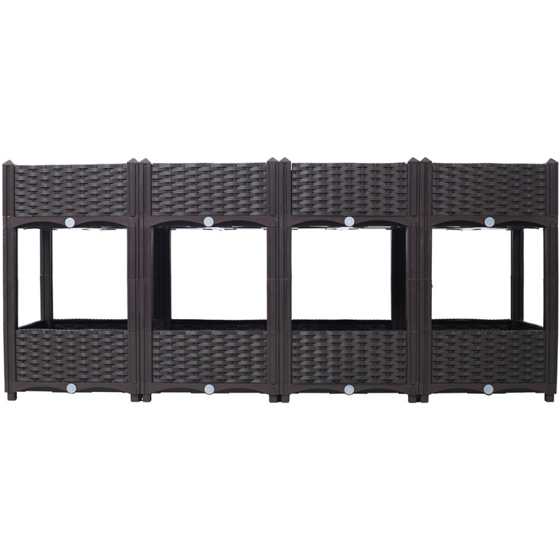 Jardinière surélevée pour jardinière - Jardinière surélevée avec bouchon de drainage, 27.71" H x 63.01" W x 15.71" D, Brown