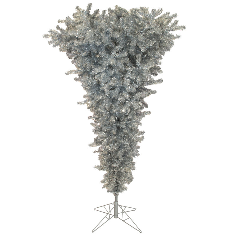 Lighted Artificial Pine Christmas Tree, 9' H, Silver