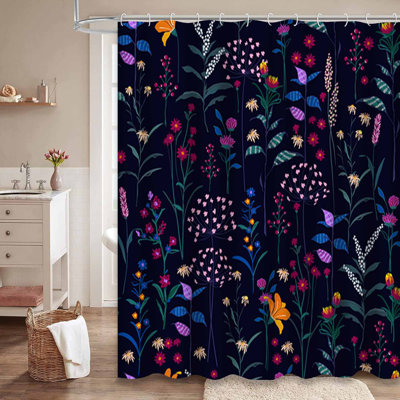 Rideau de douche jaune imperméable, rideaux de douche pour la salle de bain avec 12 crochets