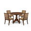 L'ensemble de table de salle à manger 5 pièces Mid-Century se compose d'une table de cuisine ronde et de 4 chaises de cuisine empilables en tissu de polyester brun, finition noyer antique-580027755-580027748-550266185
