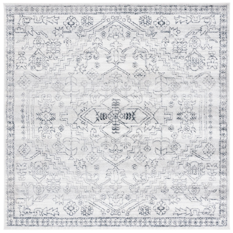 Lowrey Blue/White Rug, Square 6'7"