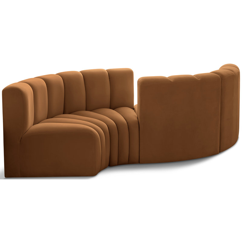 Iyra Upholstered Curved Sectional Reversible, Saddle Velvet