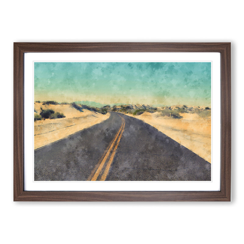 The Open Road Vol.3 - Picture Frame Graphic Art, 48cm H x 65cm W x 2cm D, Walnut Framed