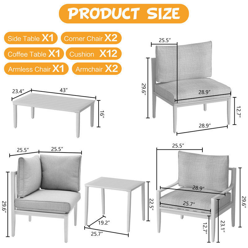 Table basse en aluminium pour table basse de conversation pour l'extérieur, Blanc