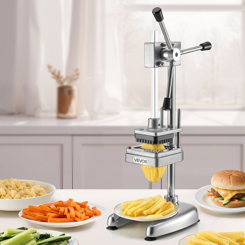 Commercial French Fry Cutter Stainless Steel Vegetable Chopper w/ 3 Blades