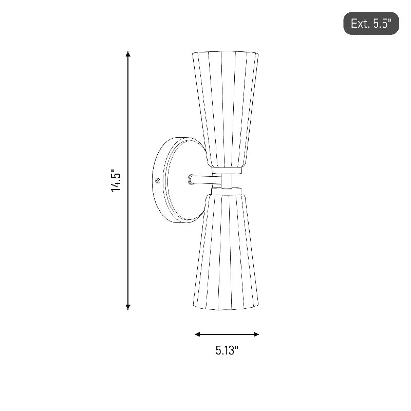 Keonta 2-Light Wall Sconce in Brass, Brass