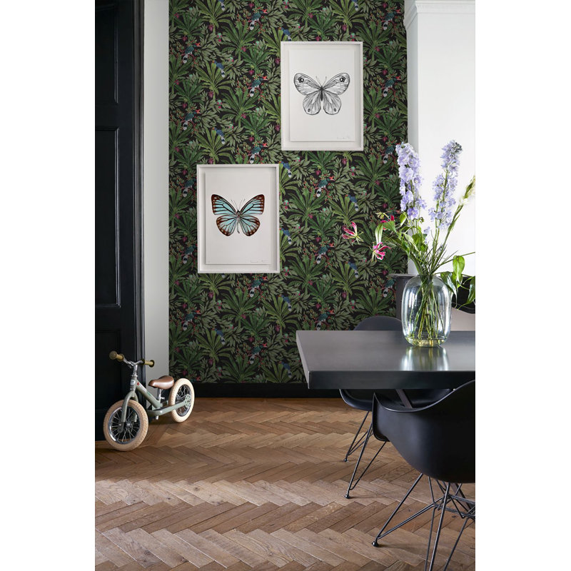 Rouleau de papier peint L 33 pi x l 20,5 po Vanessa Jungle Tropics, Noir