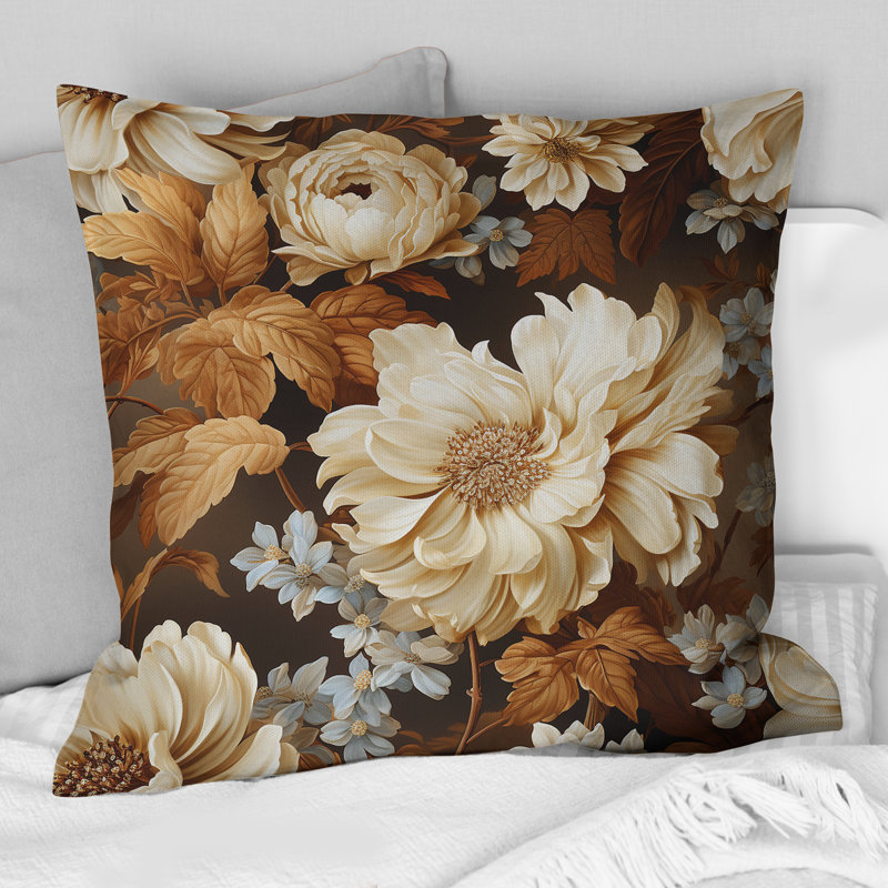 Floral Throw Pillow, 18"H x 18"W