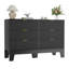 Commode 6 tiroirs pour la chambre à coucher, commode cannelée de 47 po de largeur avec poignée en métal, meuble télé en bois moderne, rangement pour le couloir, noir-123764779