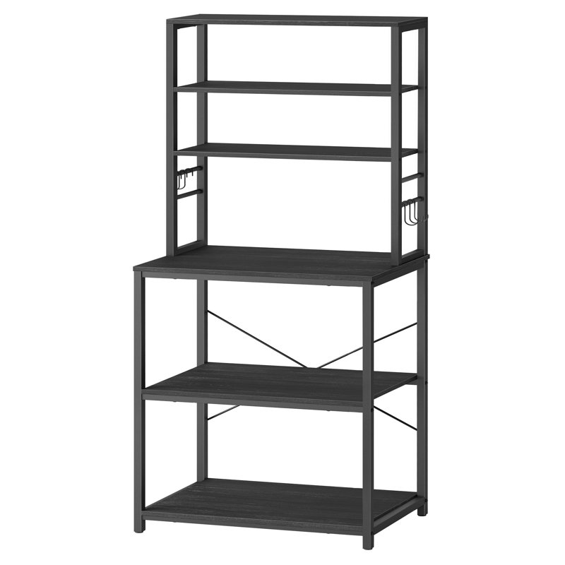 Steel Standard Baker's Rack with Microwave Compatibility, Charcoal Gray and Black, 65.7" H x 23.6" W x 15.7" D