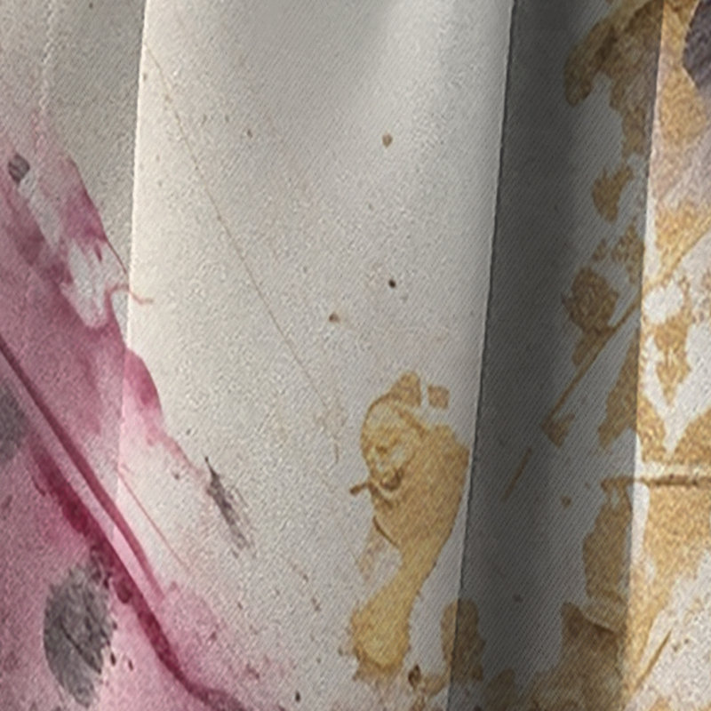 Gold And Pink Fluid Fusion II - Abstract Curtain - Blackout Abstract Curtain - 1 Panels, 52" W x 84" L