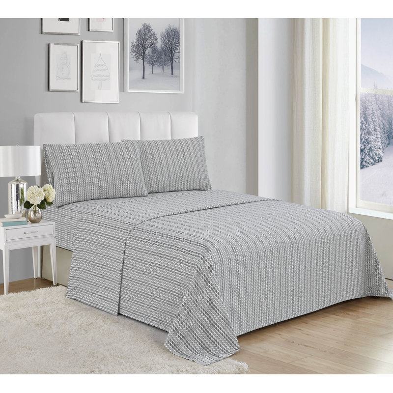 Ensemble de draps 100% flanelle 160 fils, Ensemble de draps pour lit double + drap-housse + 