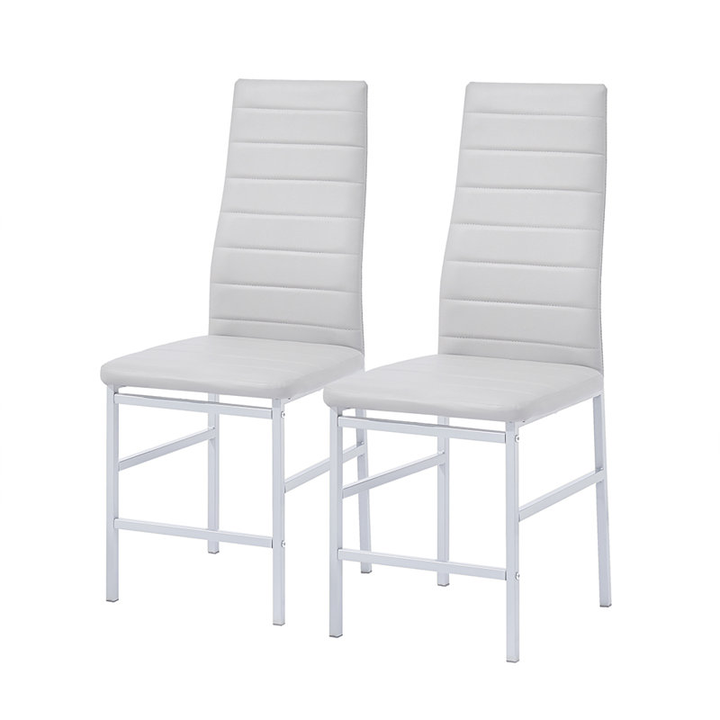 Nurques 114.3cm H Upholstered Metal Parsons Chair, White, White