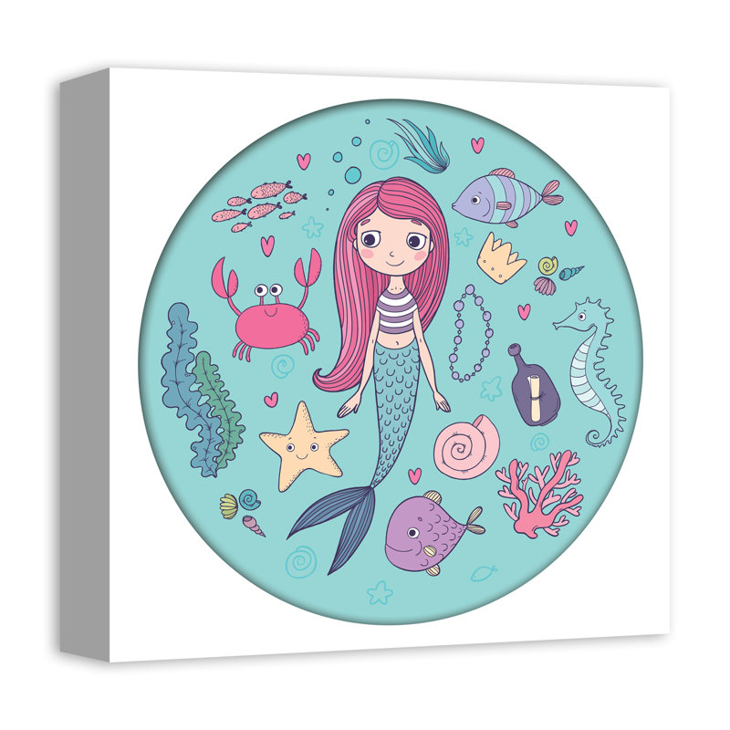 «Sissy Mermaid and Friends», art sur toile, H 20 po x l 20 po x P 1,25 po