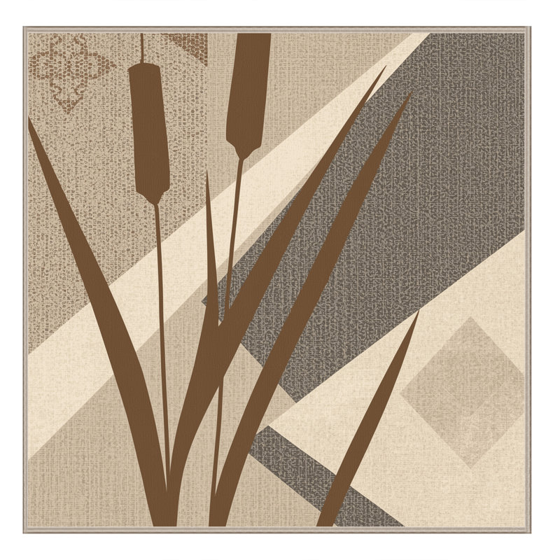 Tapis à motif géométrique doux et moelleux en quenouille beige Calvin, Carré 3 pi