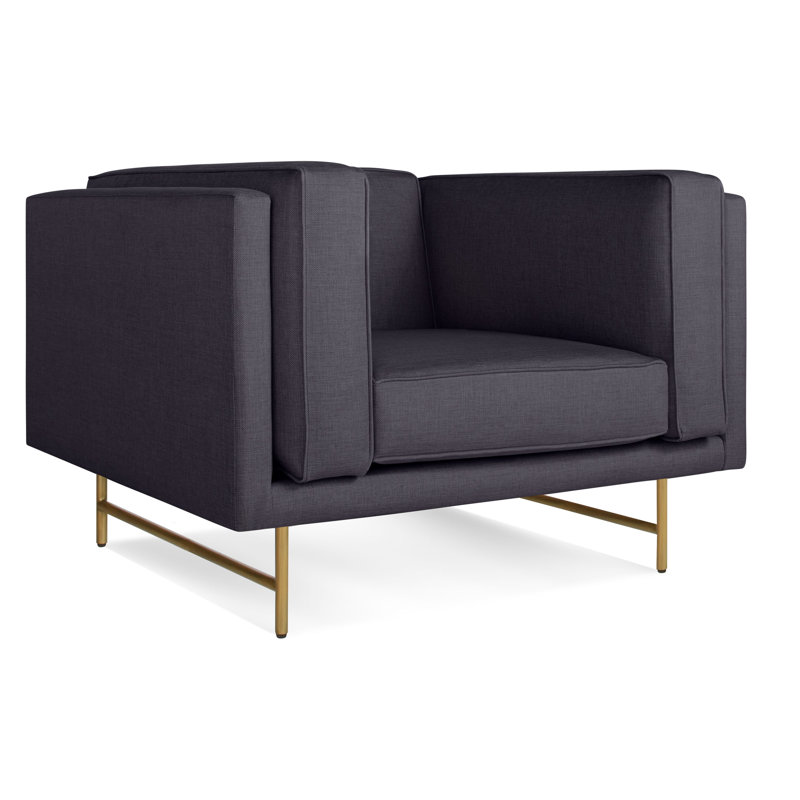 Bank Club Chair, Lava Polyester Blend, Antiqued Brass