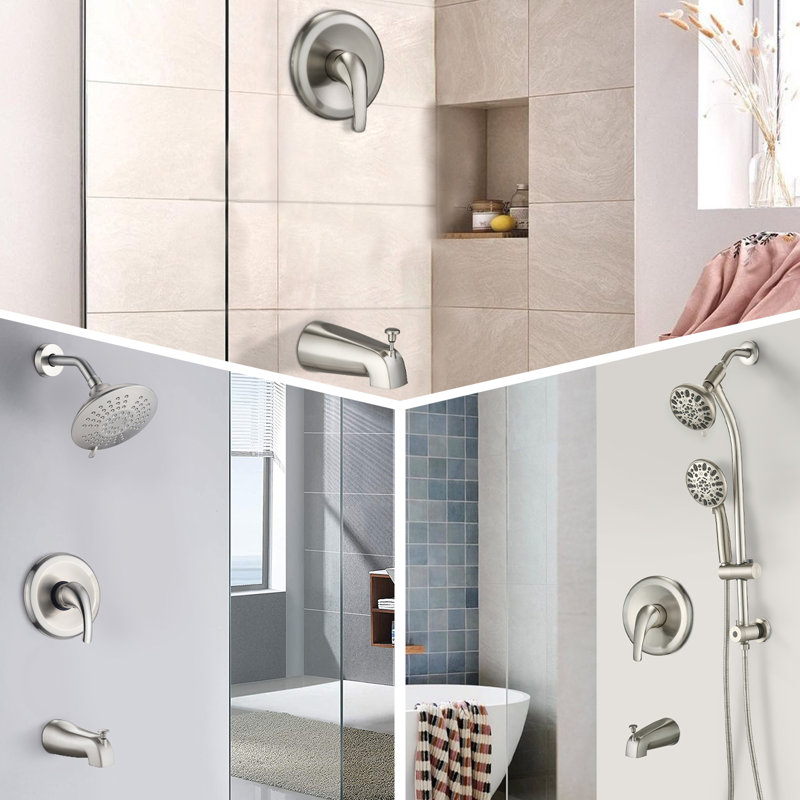 1 Handle Bathroom Bath Shower Mixer, Nickel brossé