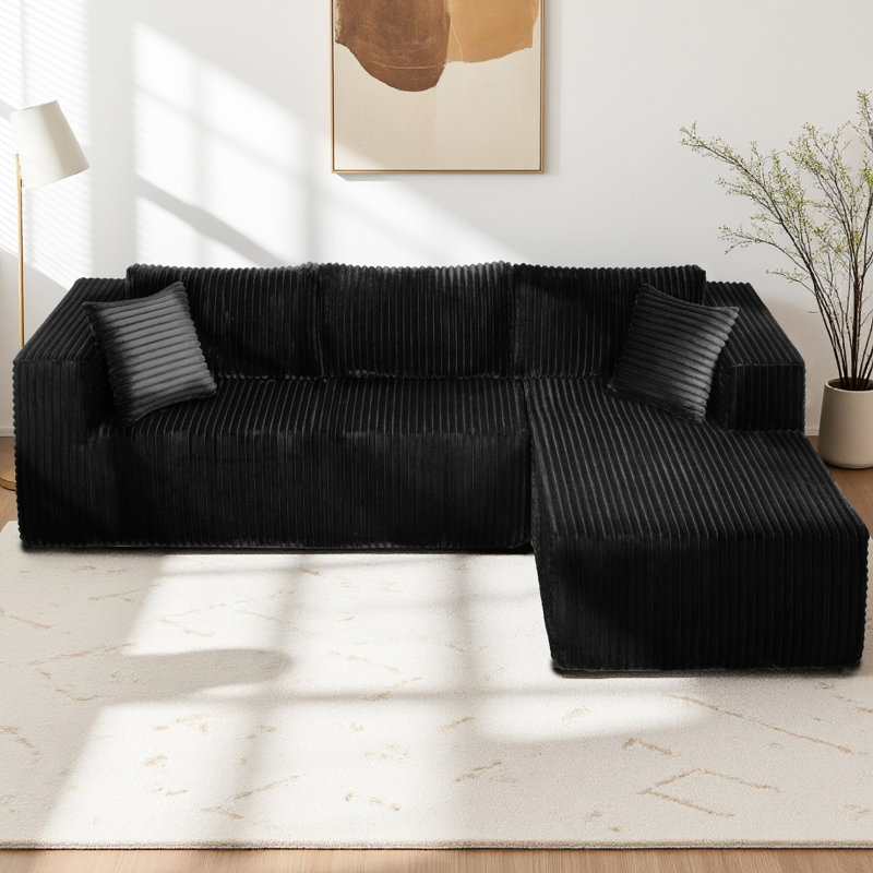 Canapé d'angle modulaire en L de 267 cm (105 po) avec revêtement, structure, zéro risque de perforation, idéal pour le salon, la chambre ou un appartement, méridienne gauche, mousse haute densité pour un soutien optimal, design optimisant l'espace, ressorts, plus sécuritaire