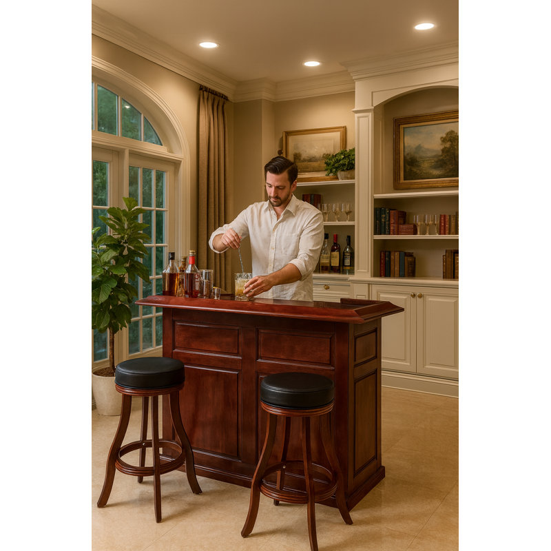 Barre sèche 60 "avec 2 tabourets assortis de la salle de jeux RAM, Style Tudor