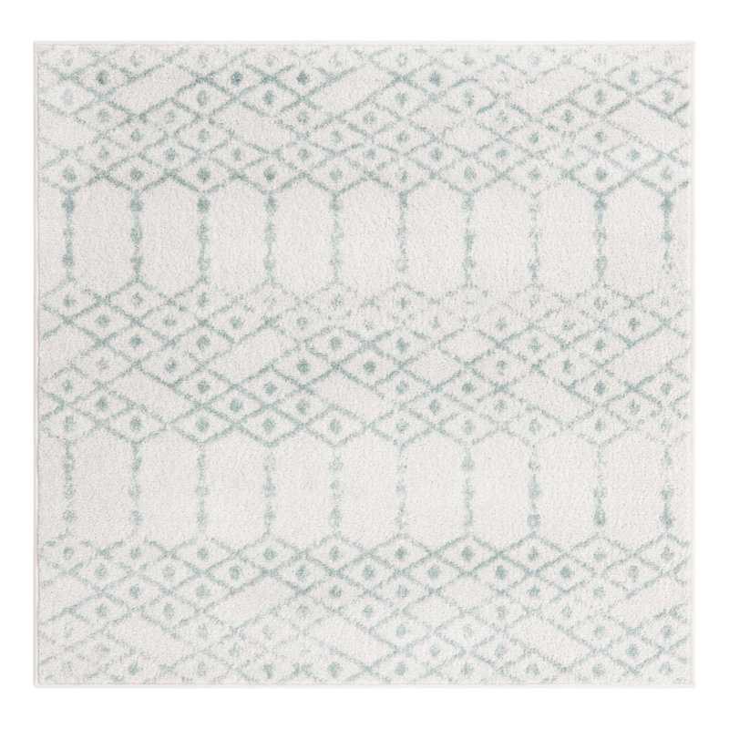 Tapis ivoire à motif géométrique ivoire d'Igon, Carré 4 pi