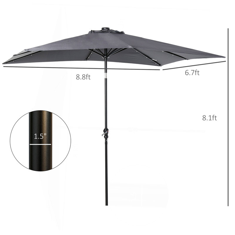 Parasol solaire Sun, parasol de patio éclairé, Gris foncé