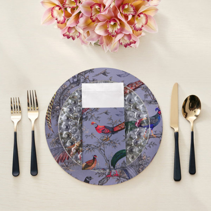 Serviettes de table en satin de coton Pheasant Fall Sauvage, Argent