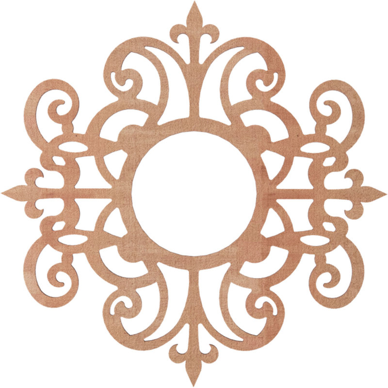 Médaillon de plafond en bois d'aulne Dijon, Cerisier, H 18 po x l 18 po x P 0,25 po