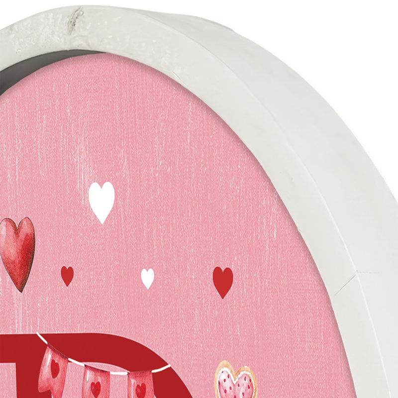 «Valentine Things Monogram - D Round», reproduction encadrée blanche