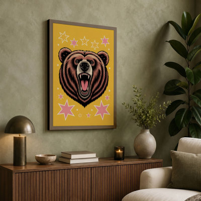 Bear Among Stars Geometric 1 Piece Wrapped Canvas Wall Art