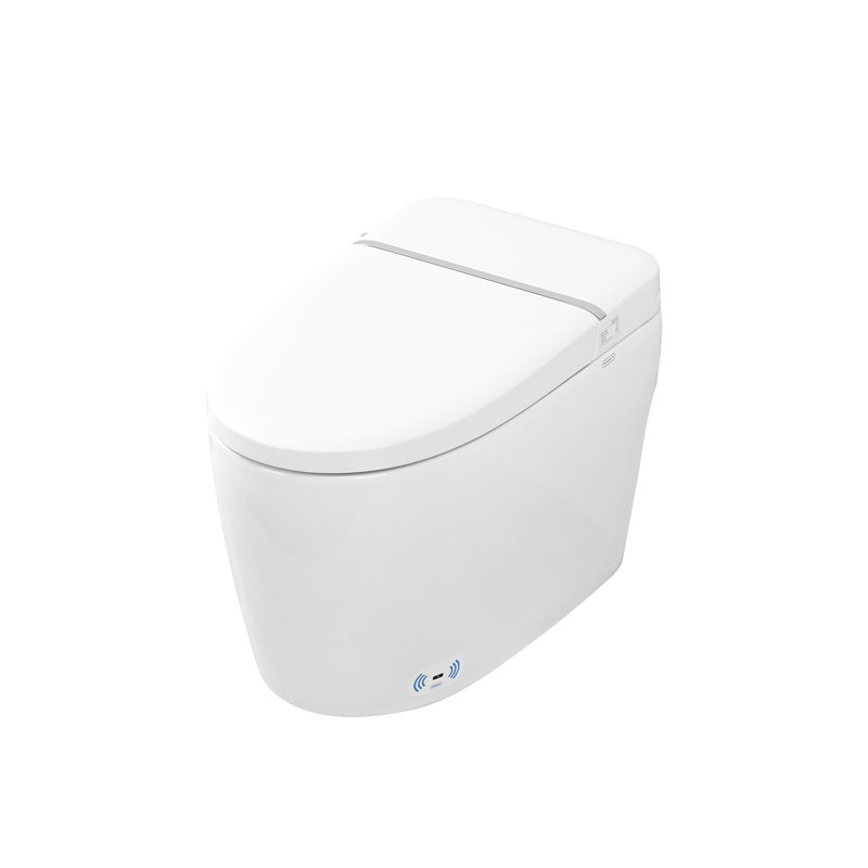 White Smart Toilet With Heated Seat, Night , Self-Cleaning Nozzle, Massage Wash, Silent Slow Down, Auto Flush Pre-Wet, Side Knob Flush,