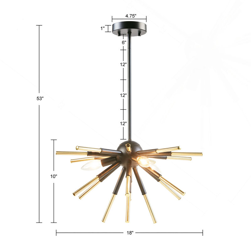 Spiked 3-Light Chandelier