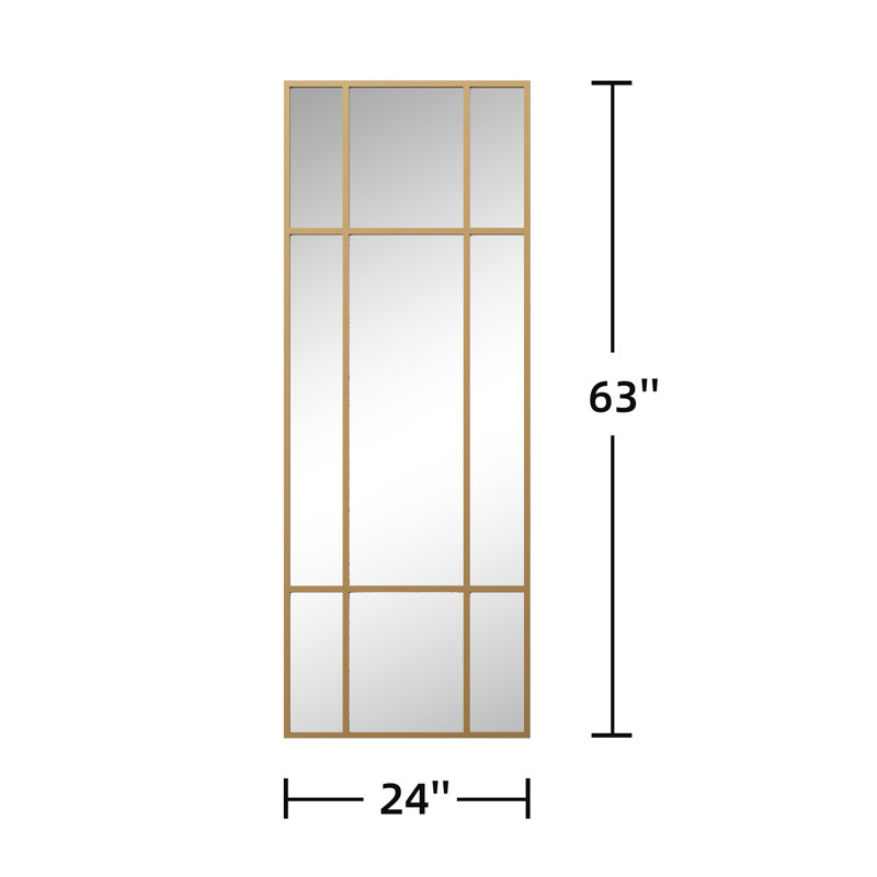 63" H X 24" W Rectangular Metal Accent Mirror Window Pane Decorative Mirror Vanity Wall Mirror for Bathroom Entryway Living Room