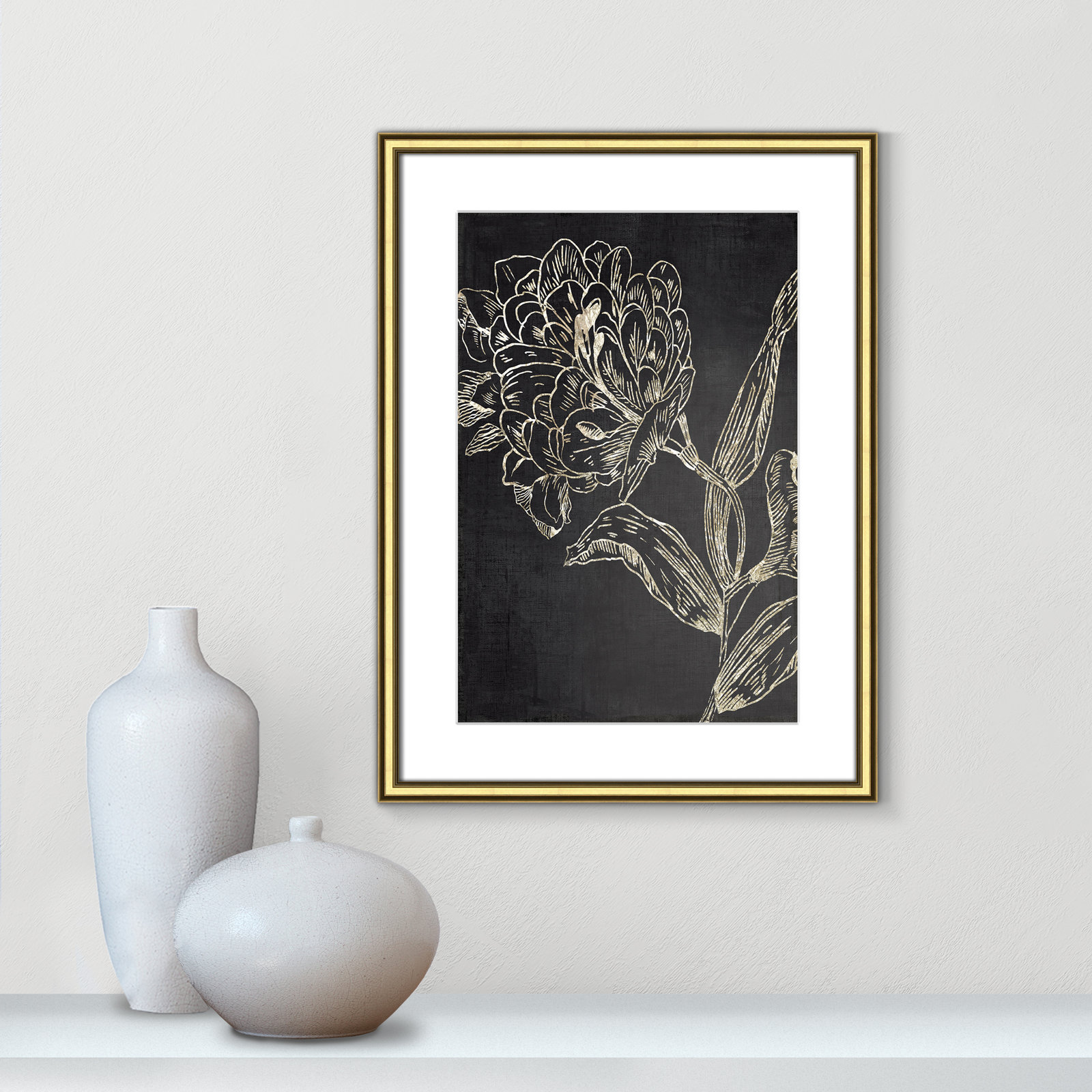 Clarendon "Golden Flower Folklore II" Print, 24.25" H x 18.25" W, Gold