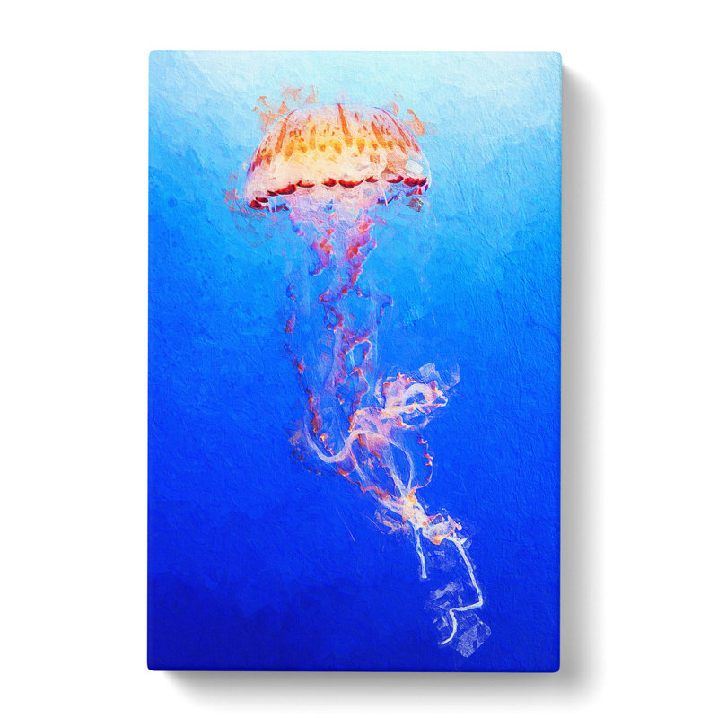 Orange Jellyfish In Abstract - Wrapped Canvas, 60cm H x 40cm W x 3cm D