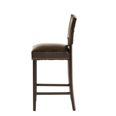 Collection de tabourets de bar tendance avec ornements cloutés - siège de 30,50 po, unité centrale brune de 17,48 lb - garniture élégante en bois d'hévéa de 45,37 po de hauteur, fabrication d'unité centrale