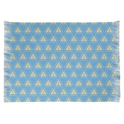 Tapis jaune/bleu à motif d'arbres minimalistes
