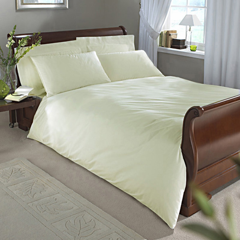 Solid Colour Duvet Cover, Super King Duvet Cover - 2 Standard Pillowcases, Ivory