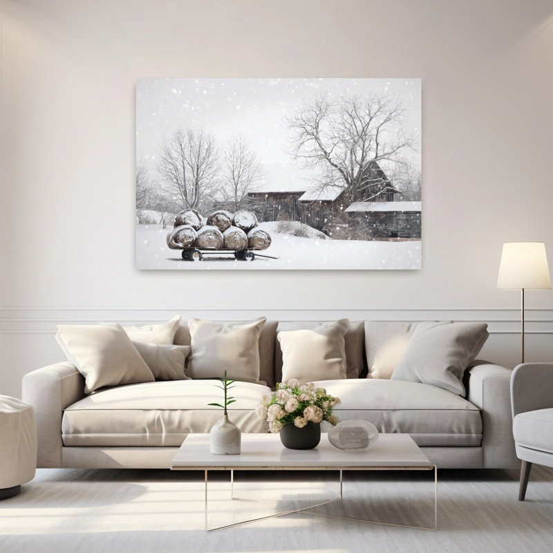 Hiver, nourriture, paysage contemporain abstrait, art d'hiver, H 60 po x l 40 po