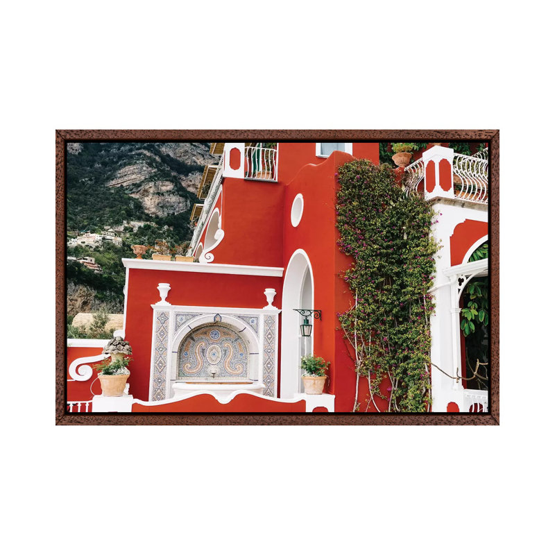 Rainy Positano VI by Bethany Young - Print on Canvas, Classic Brown Wood Framed, 66.04cm H x 101.6cm W x 3.81cm D