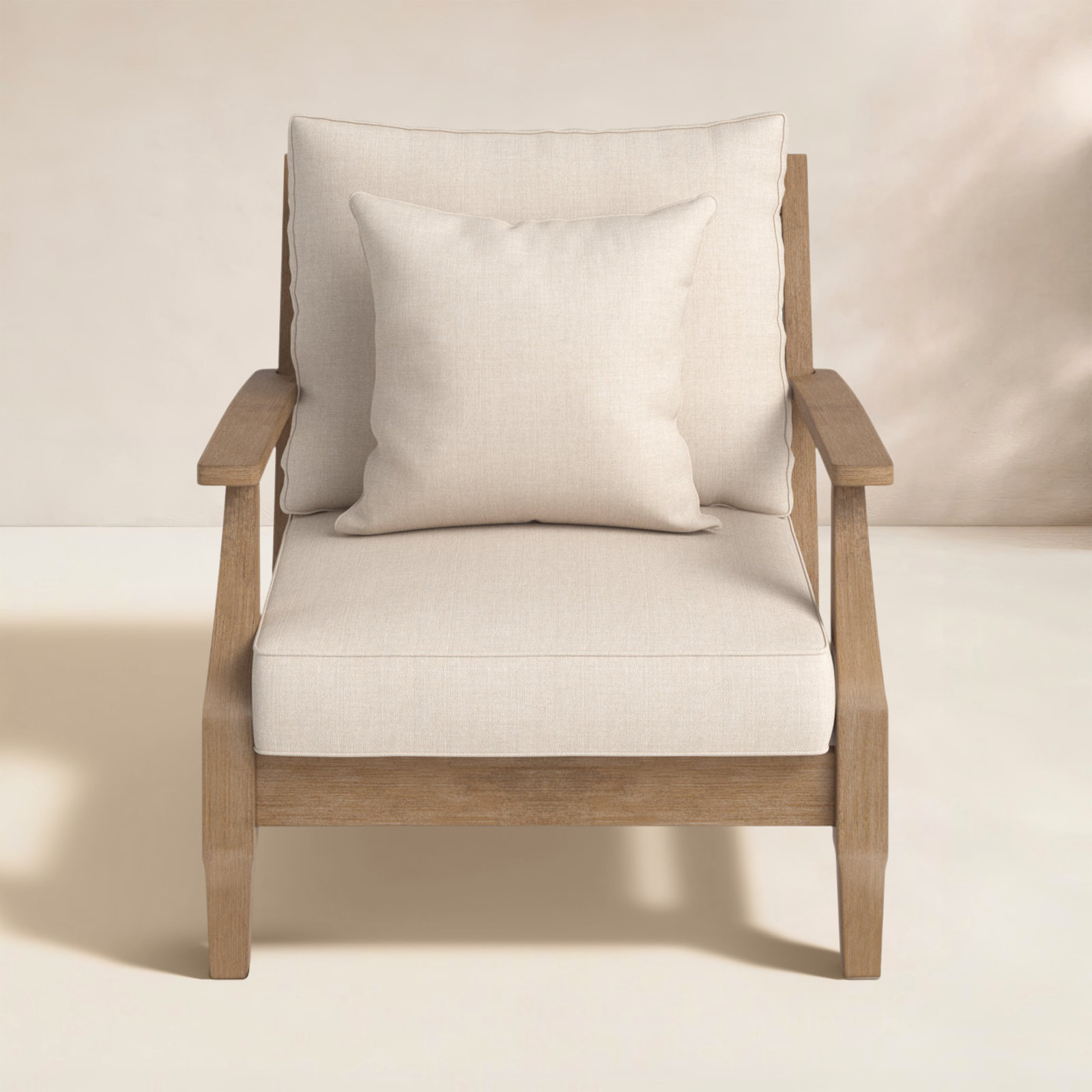 Samya Outdoor Chair with Cushions, Beige, Natural