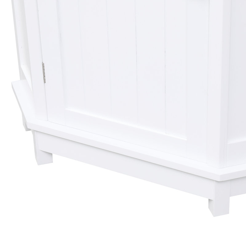 Élégant triangle de salle de bain blanc - tableau, tablettes réglables, armoire d'angle de style moderne, construit pour une utilisation à long terme