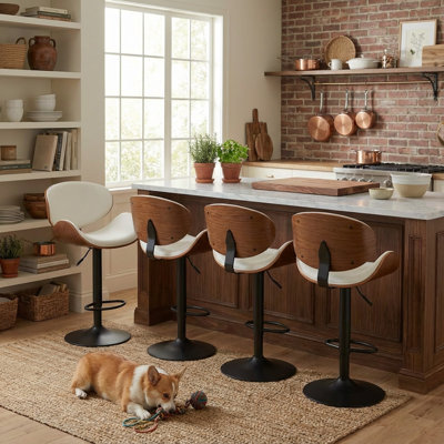 Swivel Upholstered Counter Stool, 24''-32''H Adjustable Seat Height Bar Stool, Modern  Pub Stool with Metal Frame