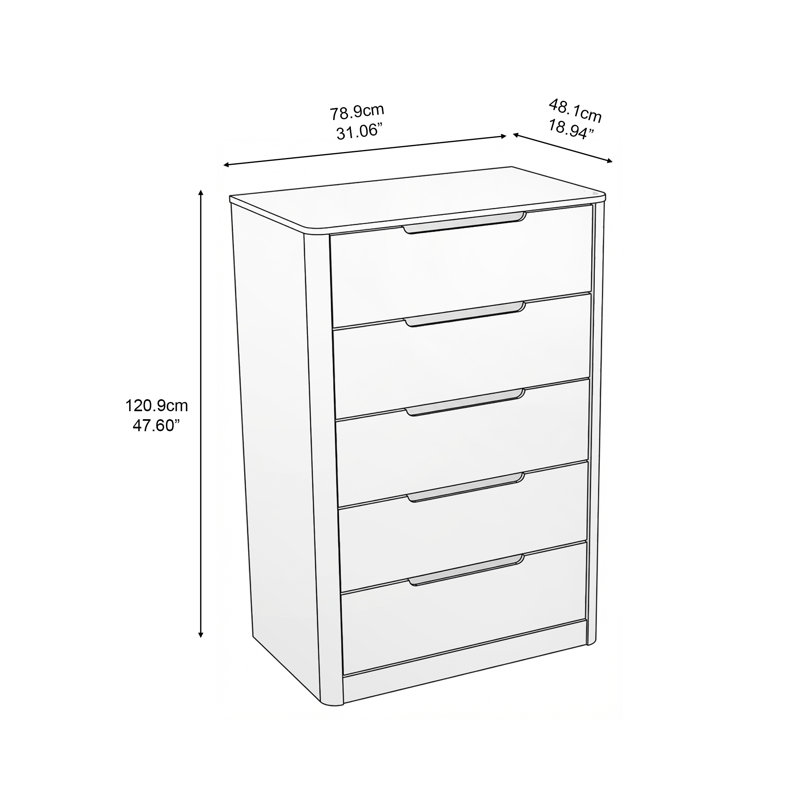 Kirsty Solid Wood 5 Drawers Chest Brown