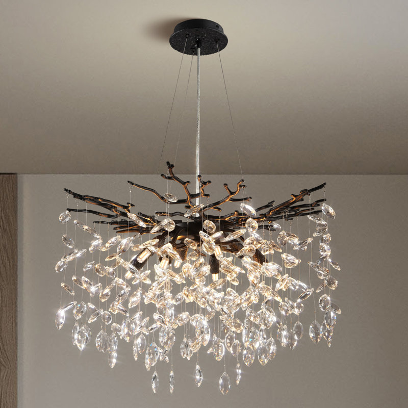 Lustre en cristal Paree Luxury, H 17,7 po x l 23,6 po x P 23,6 po, Noir mat