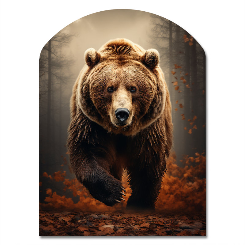 Ours sauvage majestueux ours I - décoration murale en métal, forme asymétrique, H 34 po x l 25 po