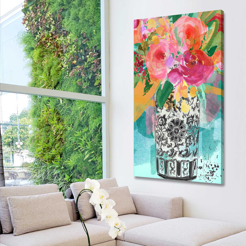 Vase coloré coloré (vertical) par By Jodi - impression, H 40 po x l 24 po x P 1,5 po, Toile tendue